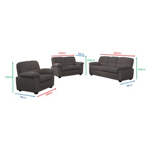 Lincoln ensemble canapé 3 places + 2 places + fauteuil en velours côtelé gris fo