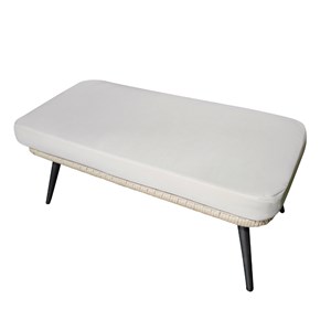 Jane ensemble fauteuil sur pied effet rotin et repose-pieds avec coussin beige