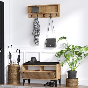 Luana meuble d'entrée avec meuble à chaussures banquette et vestiaire mural en b