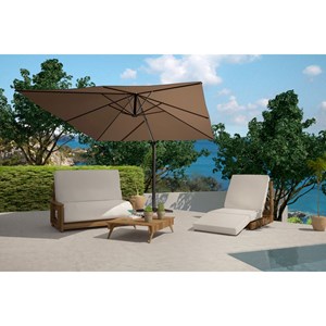 Cesare bundle parasol rectangulaire 3x4m déporté rotatif marron aluminium + hous