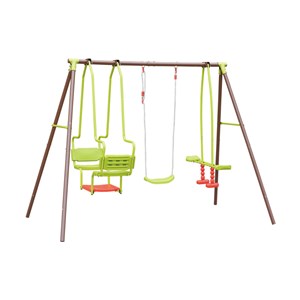 Balançoire 3 agrès en métal avec face à