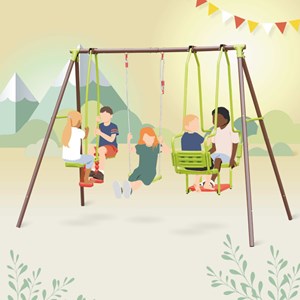 Balançoire 3 agrès en métal avec face à