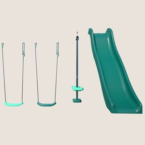 Set 4 agrès avec face à face et toboggan