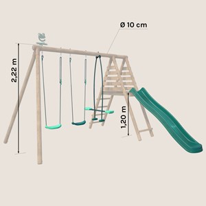 Set 4 agrès avec face à face et toboggan