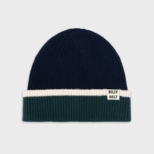 Bonnet en laine marine et vert