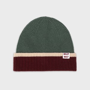 Bonnet en laine vert et bordeaux