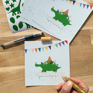 Pochette 5 invitations dinosaure