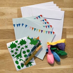 Pochette 5 invitations dinosaure