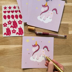 Pochette 5 invitations licorne