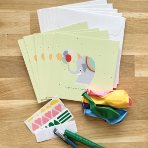 Pochette 5 invitations éléphant