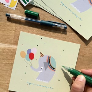 Pochette 5 invitations éléphant