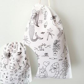 Coloriage pochon enfant en tissu girly