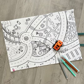 Coloriage - tapis en tissu voiture