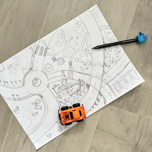 Coloriage - tapis en tissu voiture