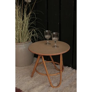 Ancienne table basse en rotin chinée