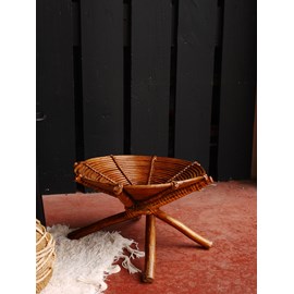 Ancien tabouret de piroguier en rotin chiné