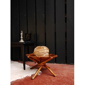 Ancien tabouret de piroguier en rotin chiné
