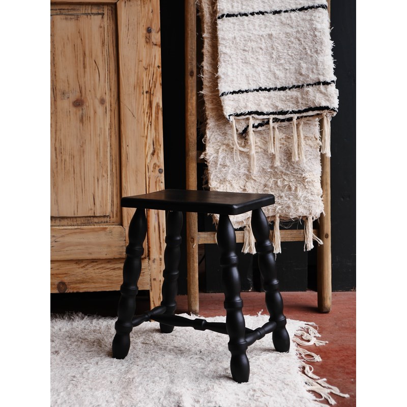 Tabouret vintage noir chiné