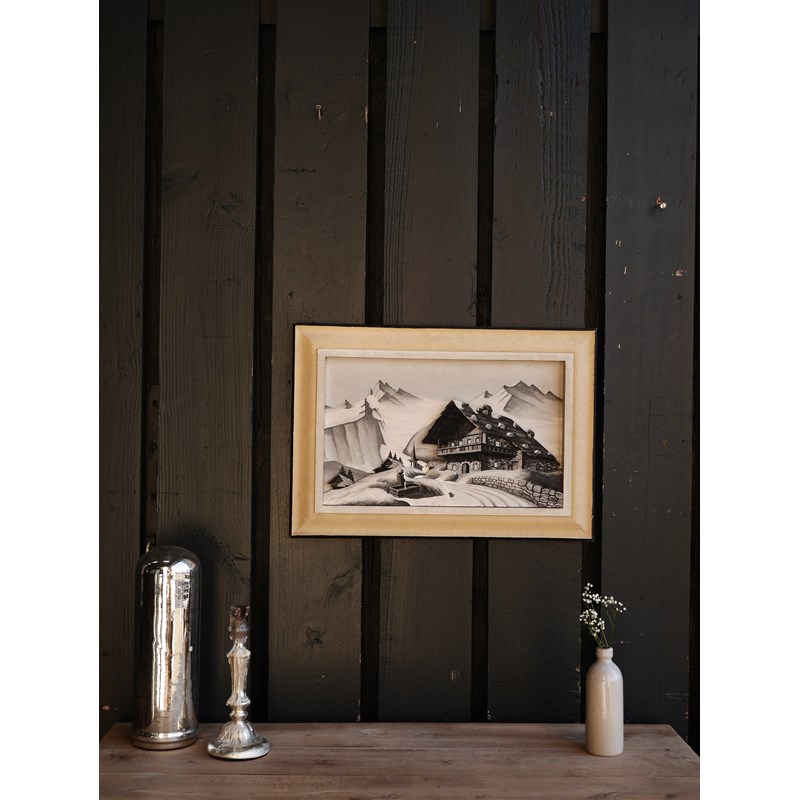 Ancien tableau de montagne chiné