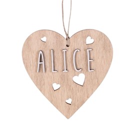Cœur de noël personnalisable bois natu