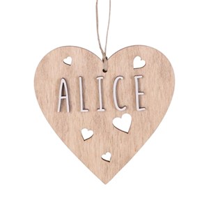 Cœur de noël personnalisable bois natu