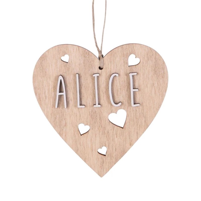 Cœur de noël personnalisable bois natu