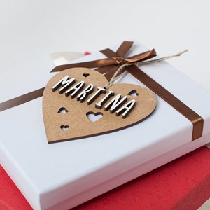 Cœur de noël personnalisable bois natu