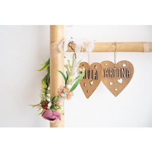 Cœur de noël personnalisable bois natu