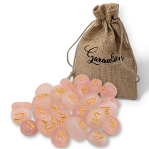 Runes divinatoires en quartz rose