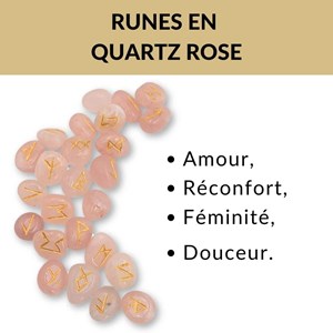 Runes divinatoires en quartz rose