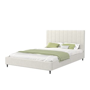 Cambridge lit bouclette 160x200cm beige avec tête de lit et sommier