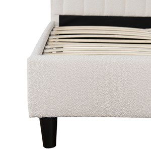Cambridge lit bouclette 160x200cm beige avec tête de lit et sommier
