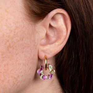 Baby fleurette - acier inoxydable doré Magenta et Vert