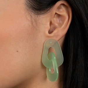 Boucles d'oreilles maillon Vert amande