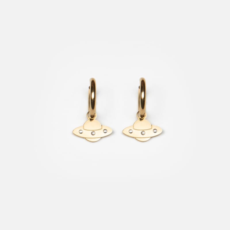Kurage Ginza - Boucles d'oreilles soucoupe volante - doré
