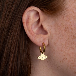 Boucles d'oreilles soucoupe volante - doré