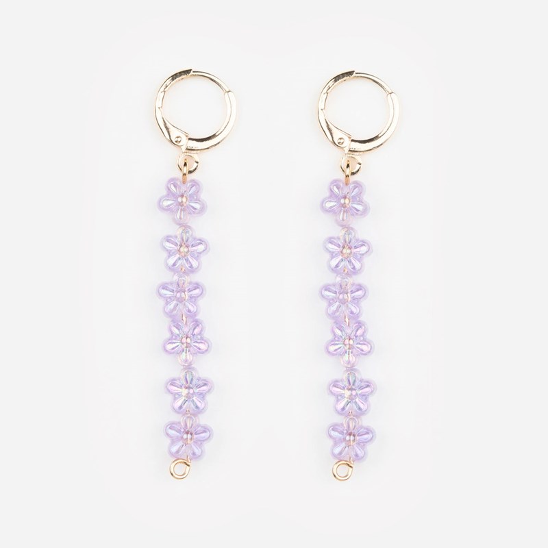 Boucles d'oreilles tige fleurie lavande