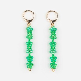 Boucles d'oreilles tige fleurie verte