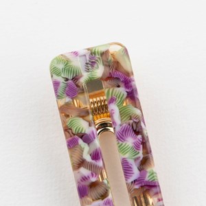 Barrette rectangle - magenta et vert