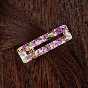 Barrette rectangle - magenta et vert
