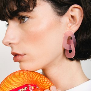 Boucles d'oreilles maillon Rose Pâle