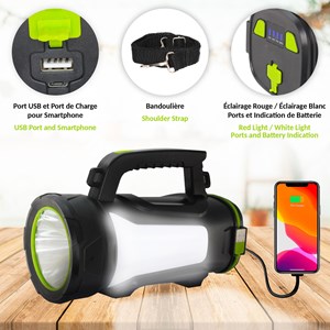 Lampe torche led 1000 lumens blanche, rouge usb 1000m