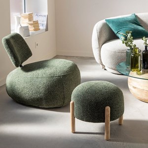 Tabouret en tissu vert