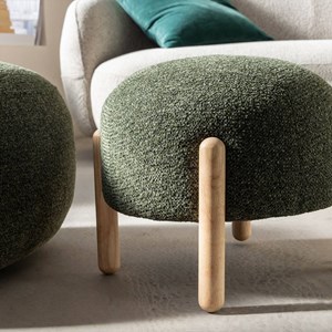 Tabouret en tissu vert