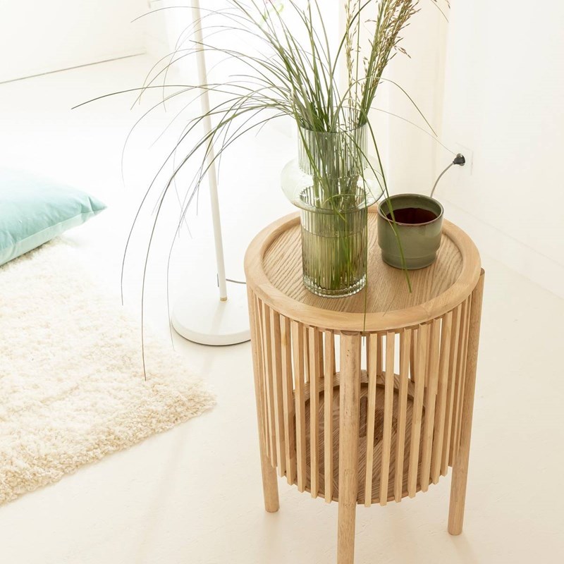 Table de chevet ronde en bois de pin