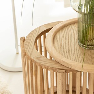 Table de chevet ronde en bois de pin