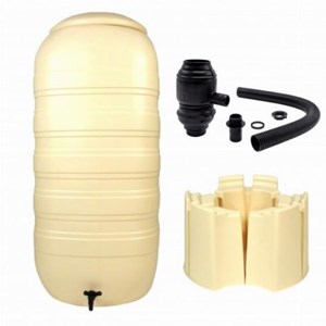 Set récupérateur d’eau 250l avec pied et connecteur de gouttière - noir