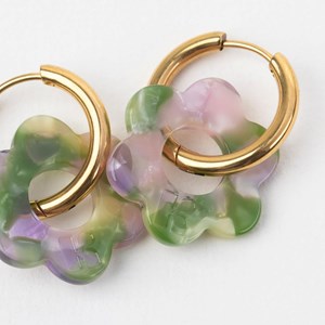 Baby fleurette - acier inoxydable doré Vert et Lavande