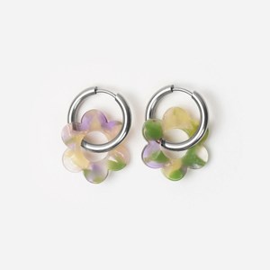 Baby fleurette - acier inoxydable argenté Vert et Lavande