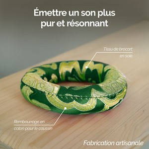 Coussin rond pour bol chantant tibétain Vert